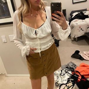 Free People white puff pirate top blouse s NWOT